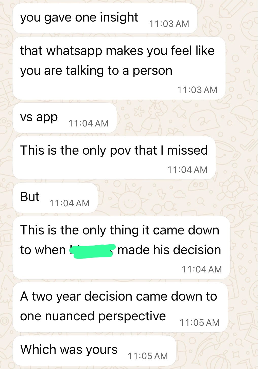 WhatsApp messages about the WhatsApp-vs-app insight